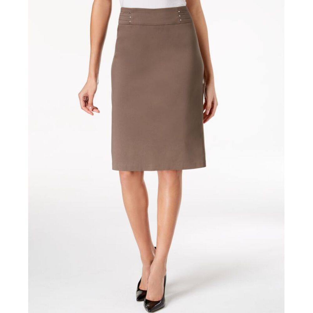 JM Collection Rivet-Waist A-Line Skirt